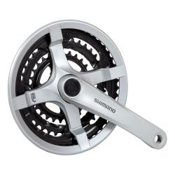 Система Shimano Tourney TY501, 175мм, 48/38/28T, 6/7/8 ск , б/болтов, серебр. - фото