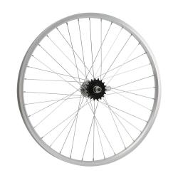 Колесо 24" заднее(без резины), одинарный алюм.обод 36 отв, торм. втулка сталь, гайка - фото