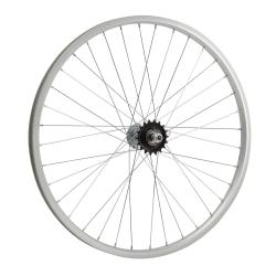 Колесо 24" заднее(без резины), одинарный алюм.обод 36 отв, торм. втулка сталь, гайка - фото