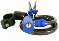 Замок-трос стальной, диам.8х100сm, с ключом - фото