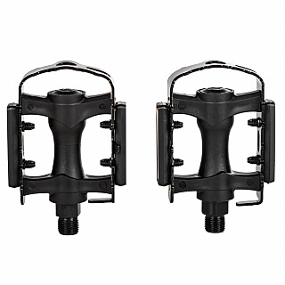 Педали FP-917, ось 9/16", пласт. корпус со стальной рамкой, черные - фото