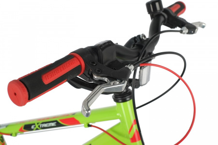 Велосипед NOVATRACK EXTREME 20" (2021) (Велосипед NOVATRACK 20" EXTREME зеленый,  сталь, 6 скор., Shimano TY21/Microshift TS38, V- brake тор)