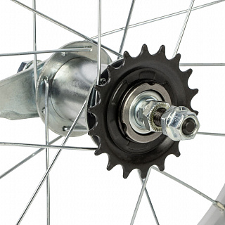 Колесо 14" заднее(без резины), одинарный алюм.обод 16 отв, втулка сталь DACHAN, гайка - фото