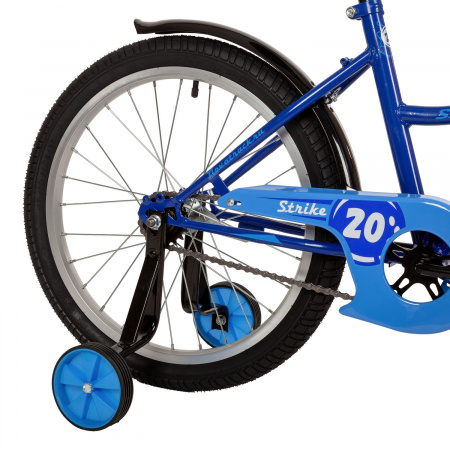 Велосипед Novatrack Strike 20" (2022) (Велосипед NOVATRACK 20" STRIKE синий, тормоз нож, крылья корот, защита А-тип)
