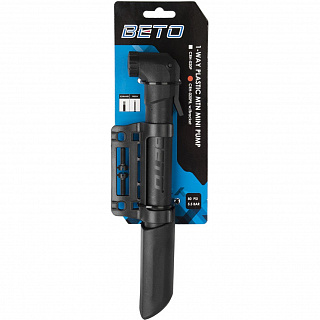 Насос BETO, пластик, AV/FV с колпачком, 5,5бар/80PSI, с крепежом на блистере, черный, 5-470358 - фото