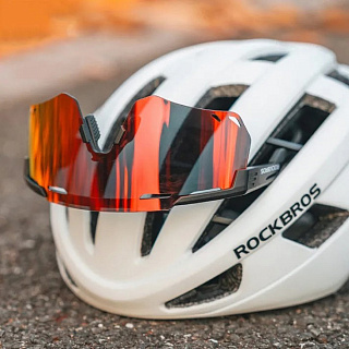 Очки велосипедные ROCKBROS, с поляризацией в черной оправе, с оранжевыми перфорированными линзами, RB_14110013006 - фото