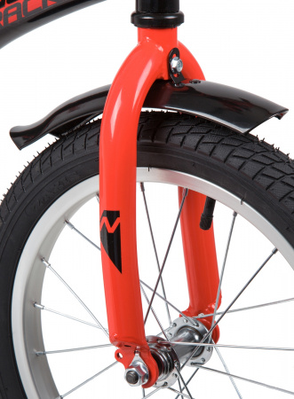 NOVATRACK STRIKE 16" (2020) (Велосипед NOVATRACK 16" STRIKE черный-красный, тормоз нож, крылья корот, полная защита цепи)