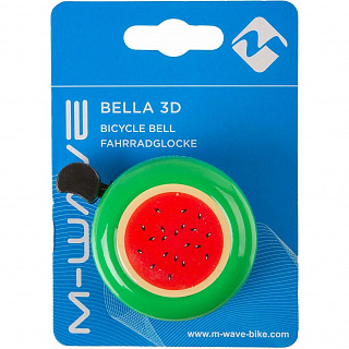 Звонок M-Wave Bella 3D "Watermelon" с узором "арбуз",  сталь/пластик, D=55мм, зеленый (на блистере), 5-420138 - фото