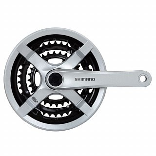 Система Shimano Tourney TY501, 175мм, 48/38/28T, 6/7/8 ск , б/болтов, серебр. - фото