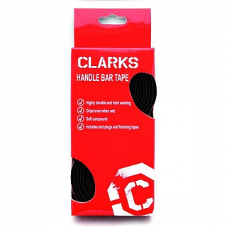 Лента на руль Clark`s CHBT, корковая + крепеж + заглушки, толщина 3мм, черная, 3-120 - фото